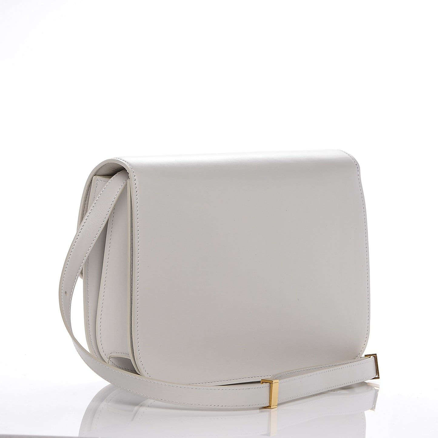 Box Calfskin Medium Classic Box Flap Bag White