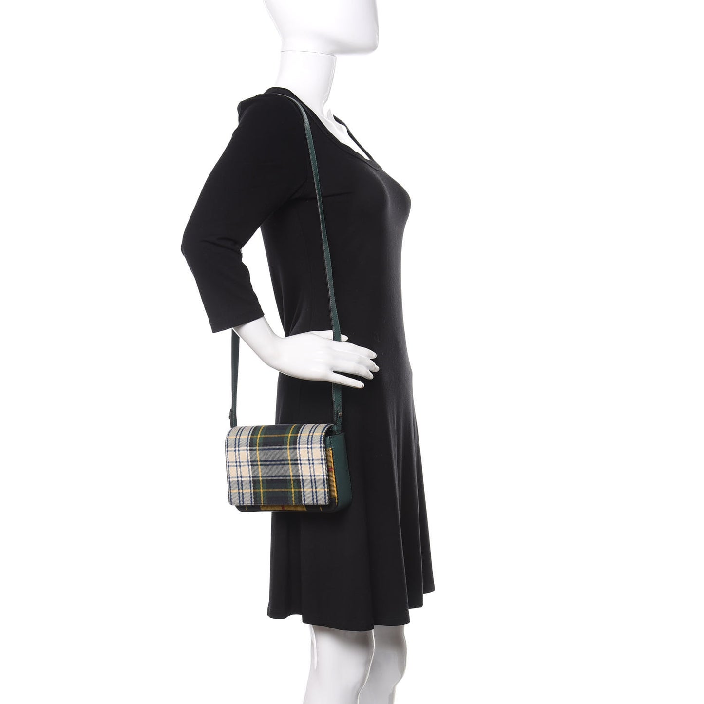 Canvas Tartan Mix Hampshire Wallet on Chain Green Multicolor