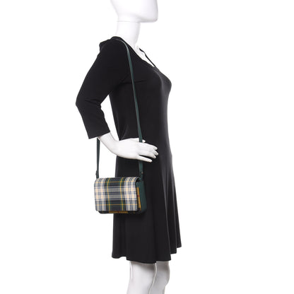 Burberry Canvas Tartan Mix Hampshire Wallet on Chain Green Multicolor 2 of 10