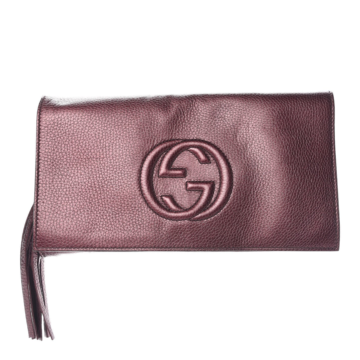 Metallic Cellarius Calfskin Medium Soho Clutch Classic Burgundy