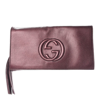 Gucci Metallic Cellarius Calfskin Medium Soho Clutch Classic Burgundy 1 of 7