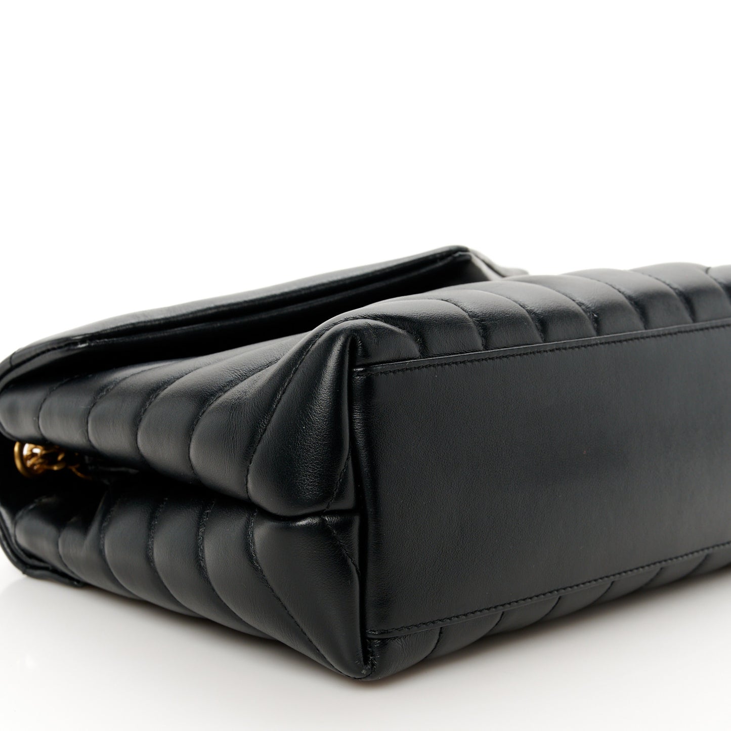 Calfskin Y Quilted Monogram Small Loulou Chain Satchel Black