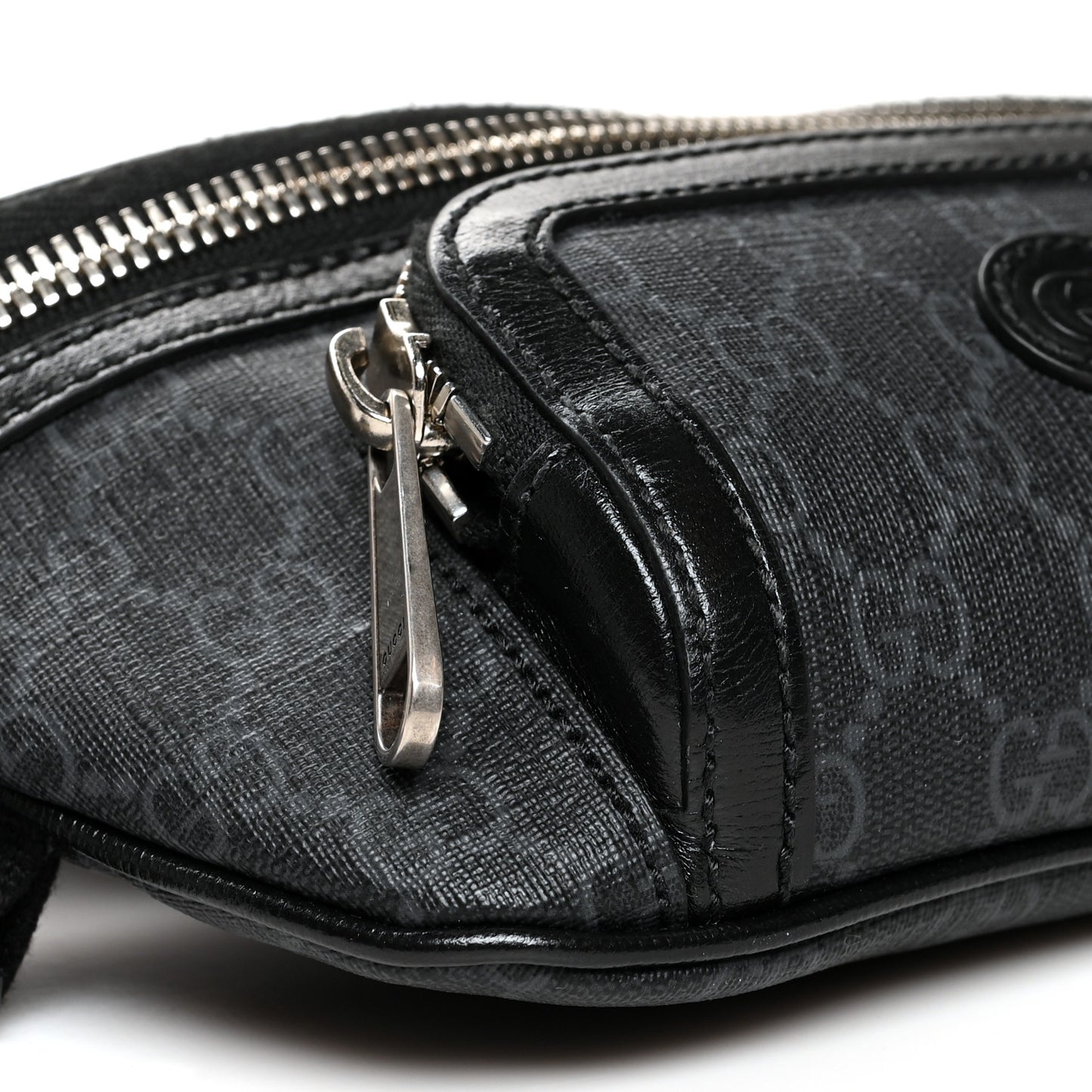 GG Supreme Monogram Textured Calfskin Retro Interlocking G Belt Bag Black