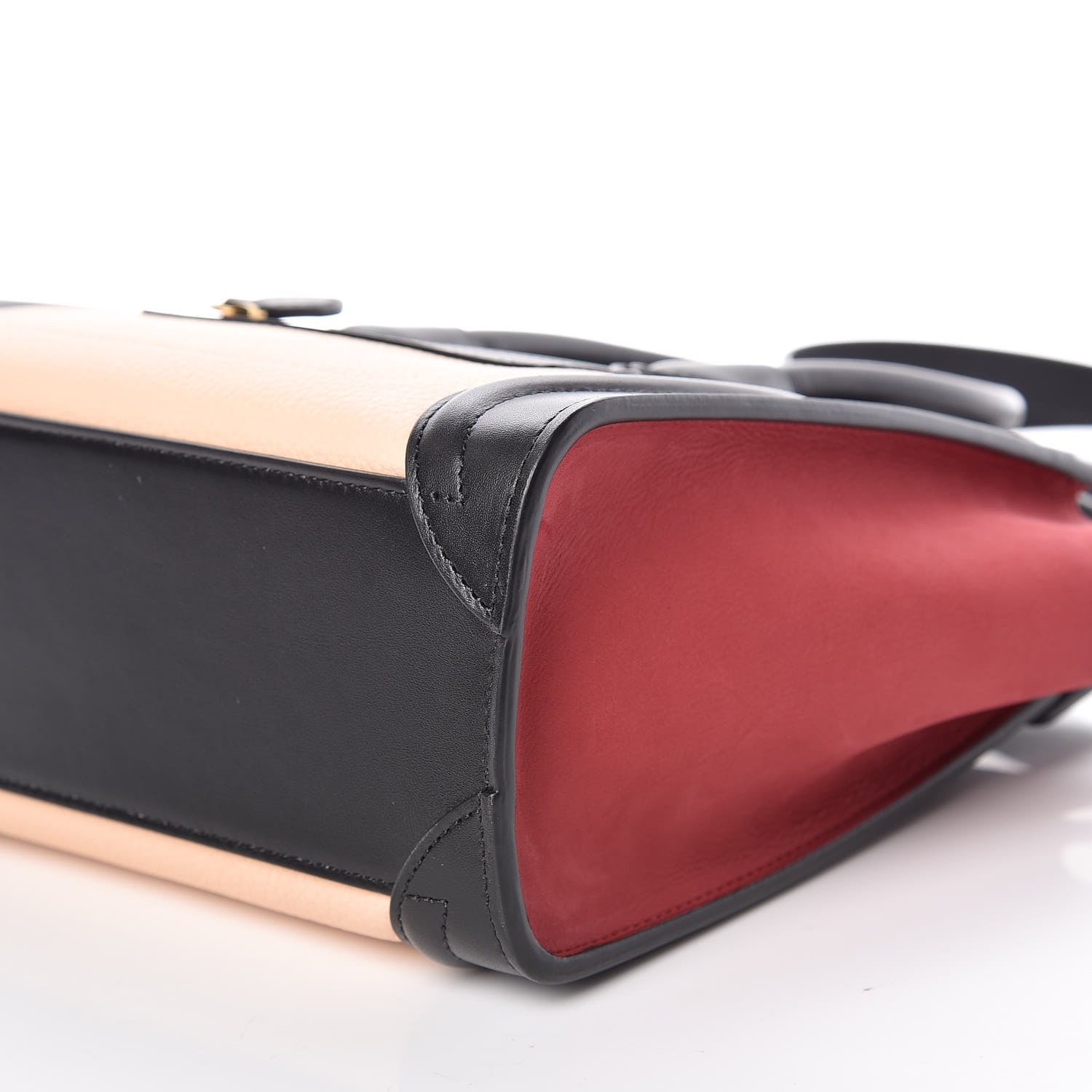 Celine Drummed Calfskin Nubuck Nano Tri-Color Luggage Ruby 11 of 11