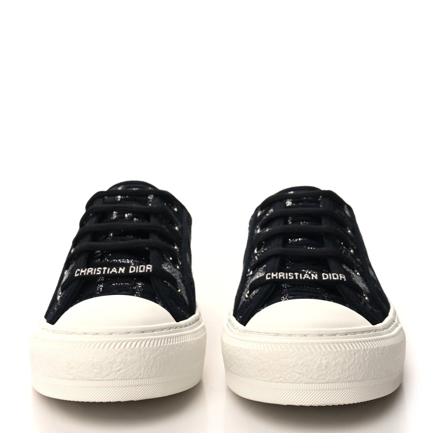 Lurex Embroidered Mizza Walk'N'Dior Low Top Sneakers 39.5 Metallic Grey Black