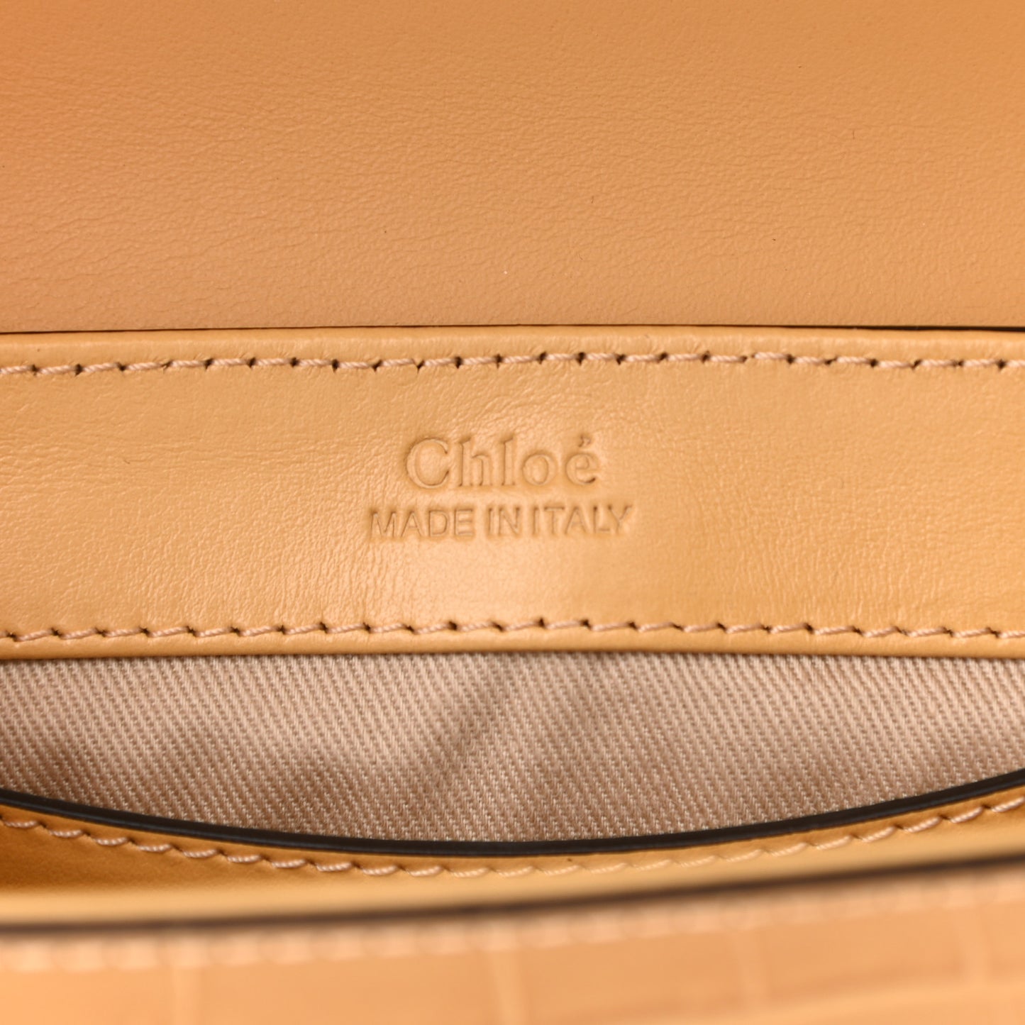 Calfskin Crocodile Embossed Mini C Double Carry Honey Gold