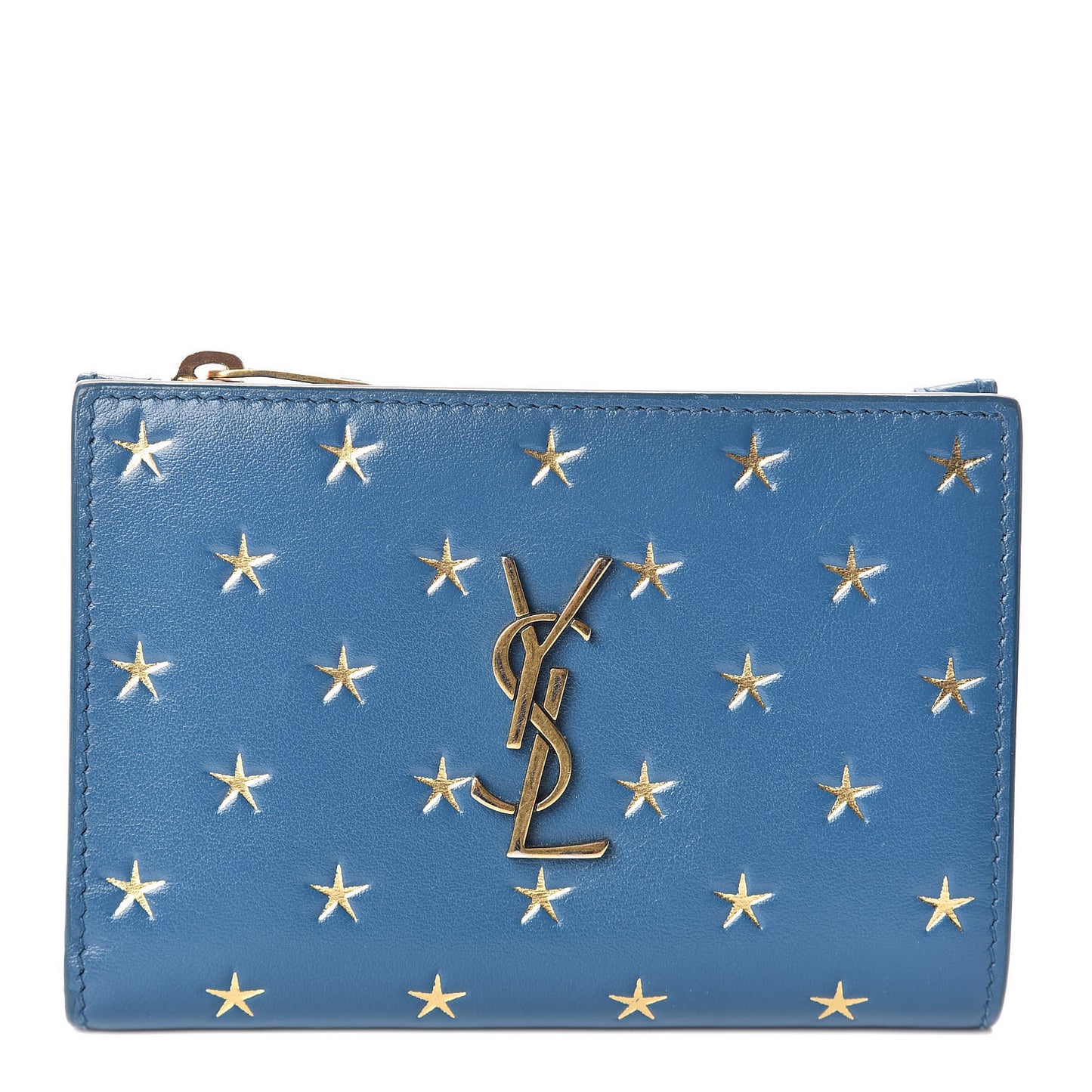 Calfskin Star Print Monogram Fragments Wallet Deep Sea
