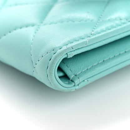 Chanel Lambskin Quilted Compact Flap Wallet Turquoise 12 of 13