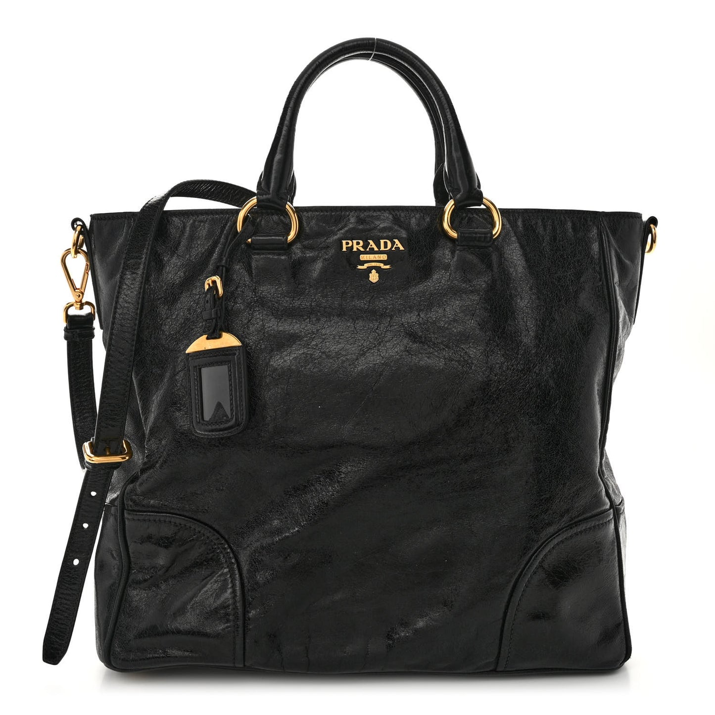 Vitello Shine Top Handle Bag Black