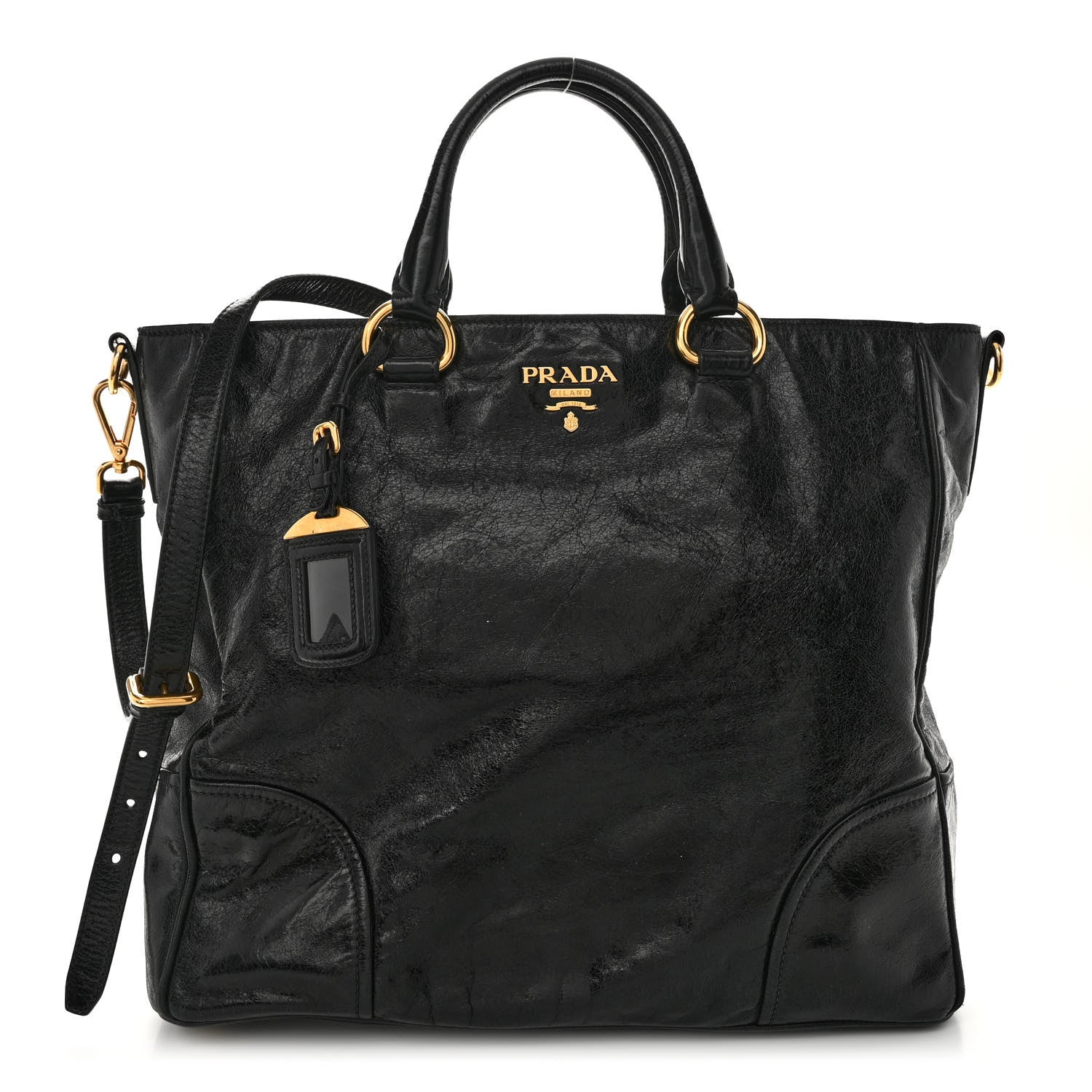 Prada Vitello Shine Top Handle Bag Black 1 of 9
