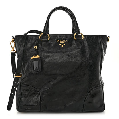 Prada Vitello Shine Top Handle Bag Black 1 of 9
