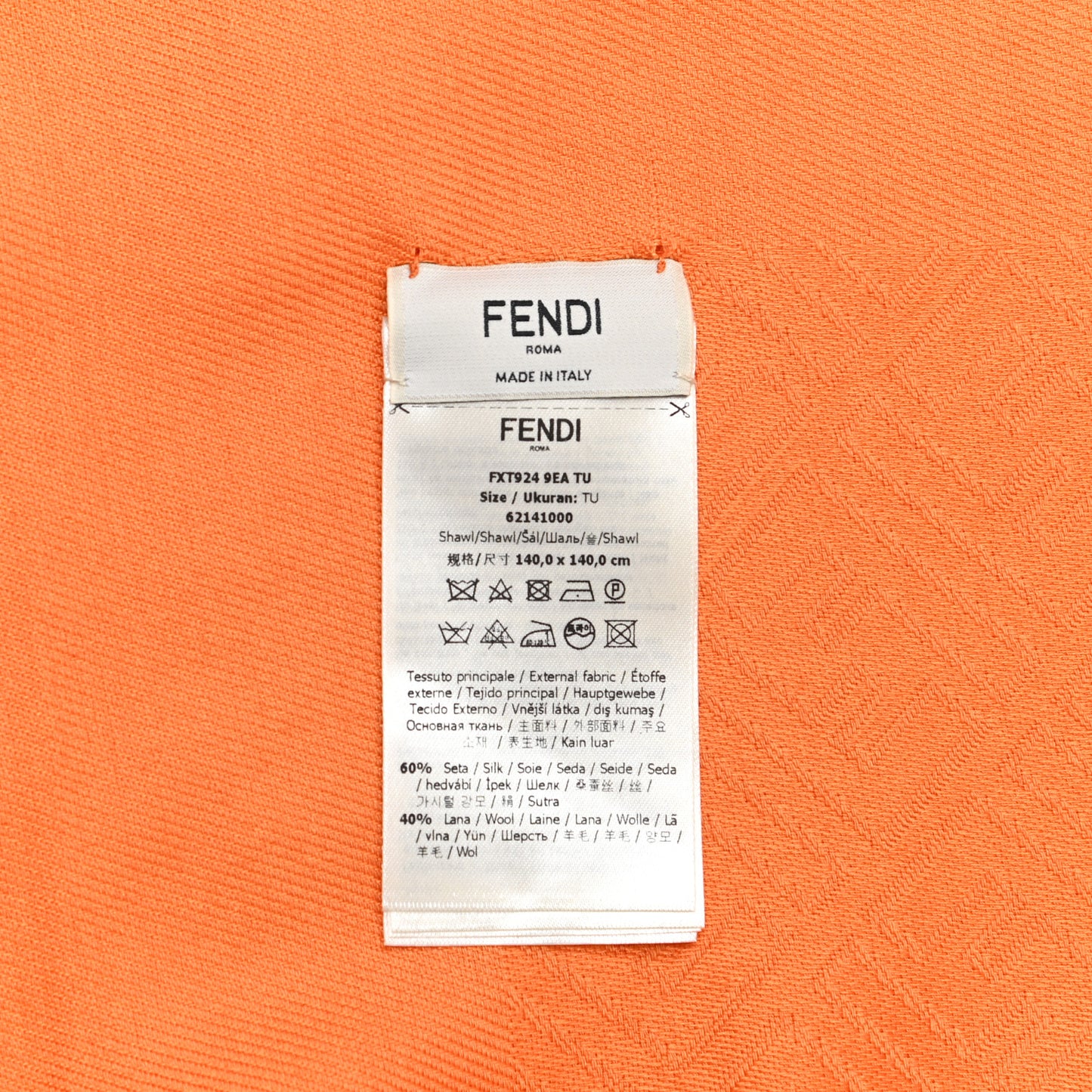 Wool Silk FF Shawl Orange