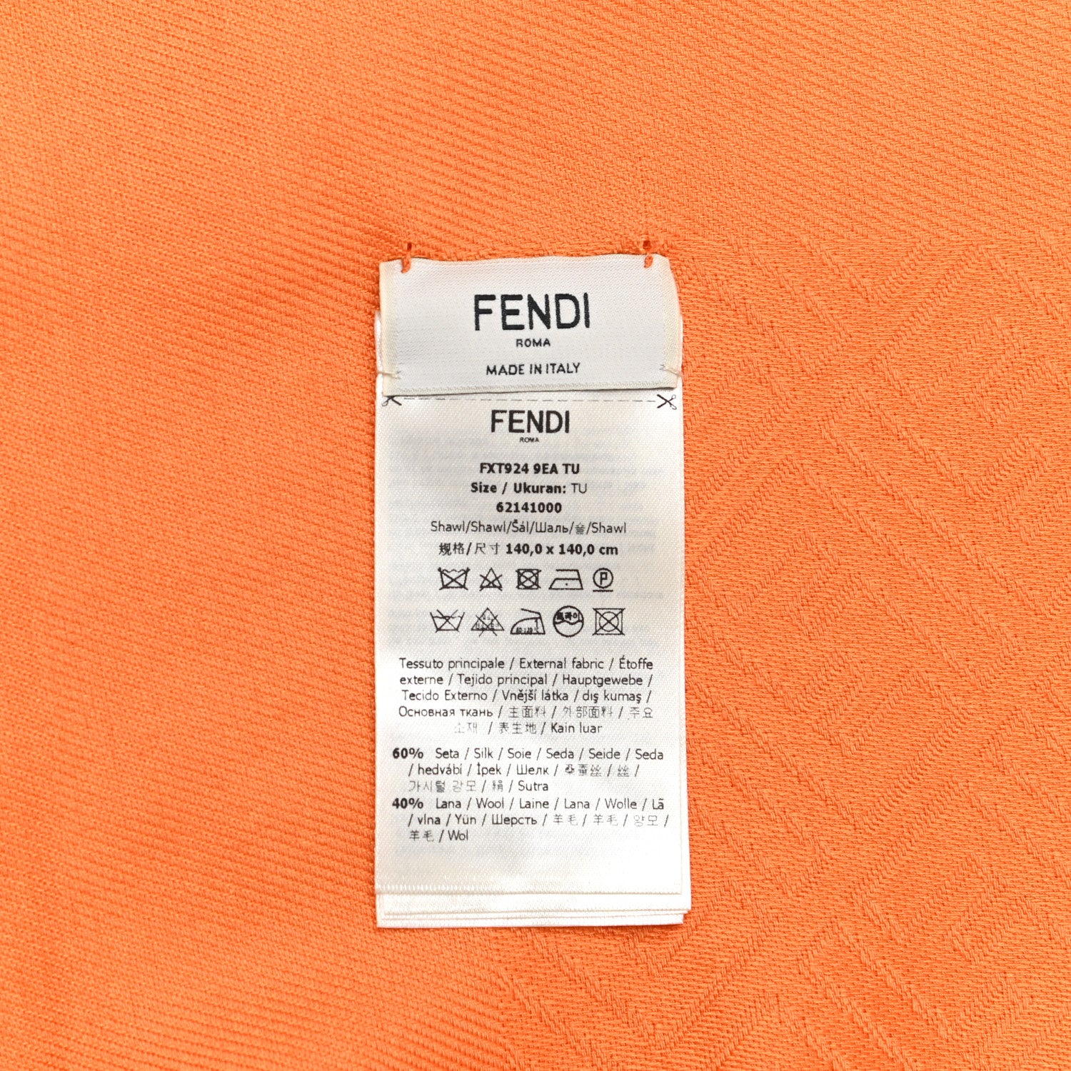 Fendi Wool Silk FF Shawl Orange 4 of 7