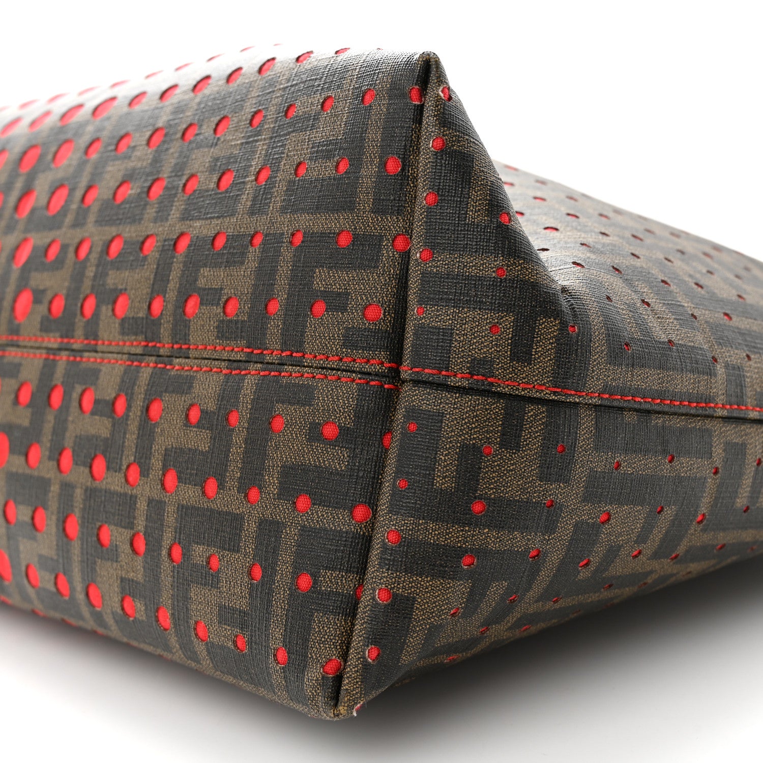 Fendi Zucca Spalmati Perforated Medium Roll Tote Tobacco Red 11 of 18