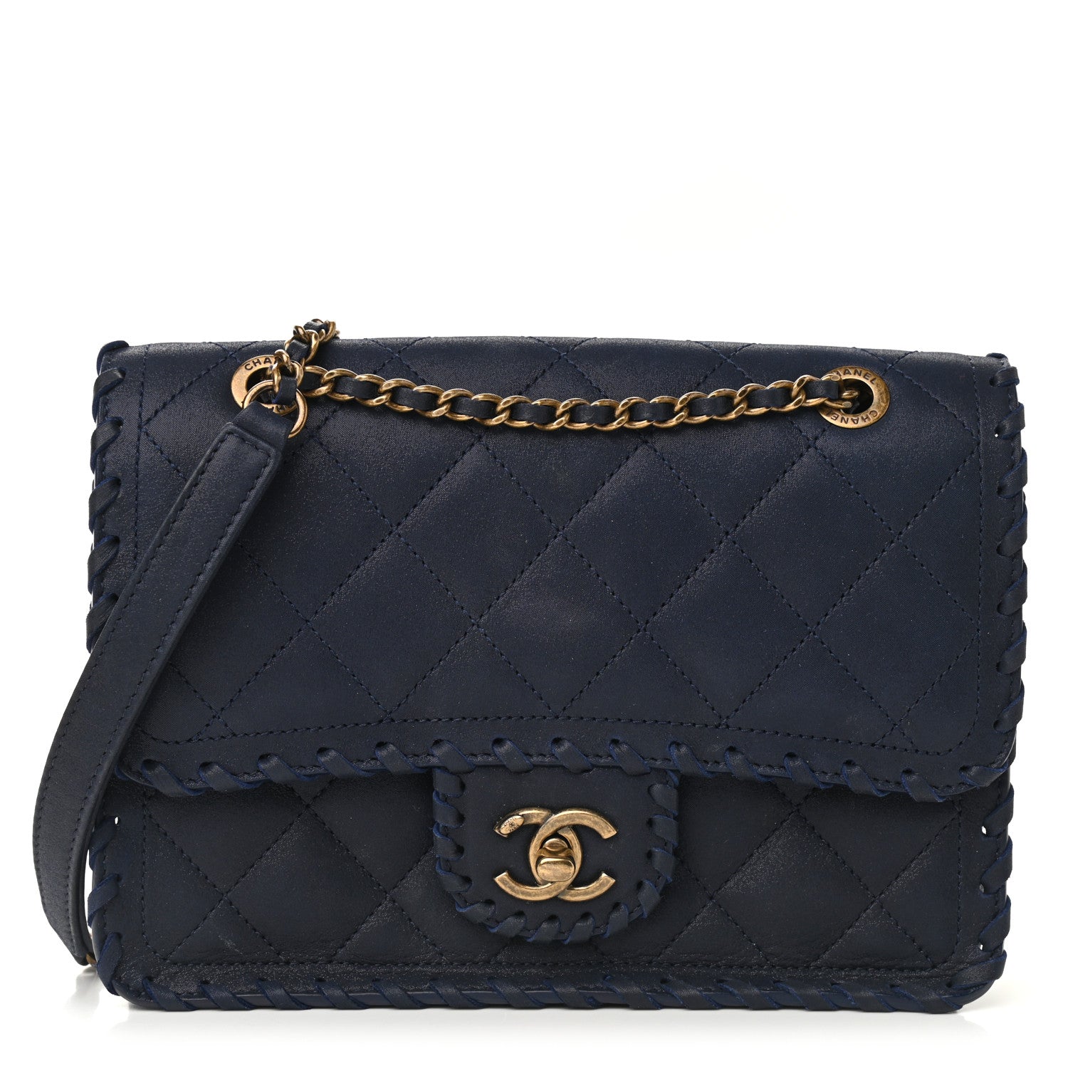 Chanel Iridescent Calfskin Small Happy Stitch Flap Navy 1 of 8