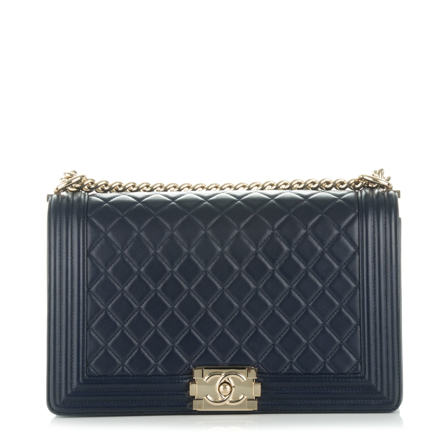 Chanel Lambskin Quilted New Medium Boy Flap Dark Navy Blue 1 of 8