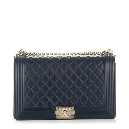 Chanel Lambskin Quilted New Medium Boy Flap Dark Navy Blue 1 of 8
