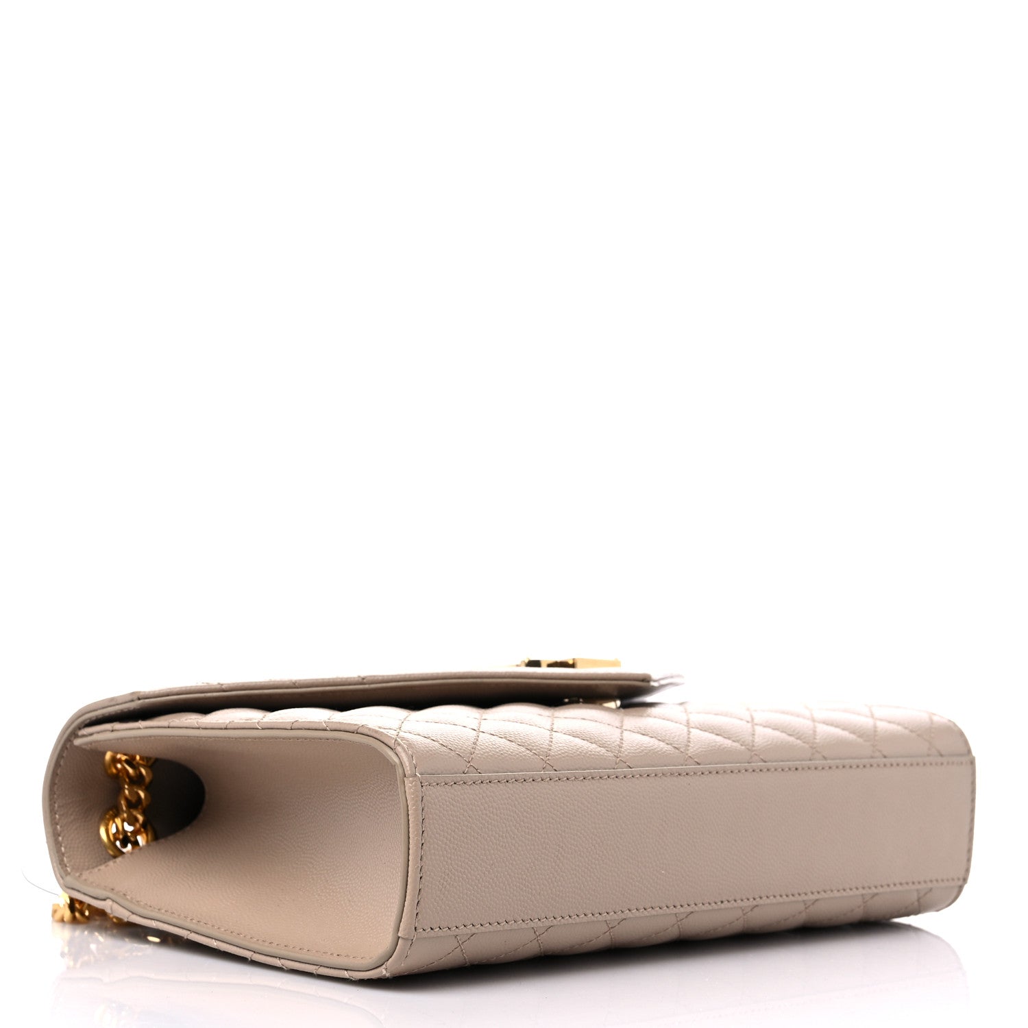 Saint Laurent Grain De Poudre Textured Mixed Matelasse Medium Triquilt Monogram Satchel Dark Beige 4 of 10