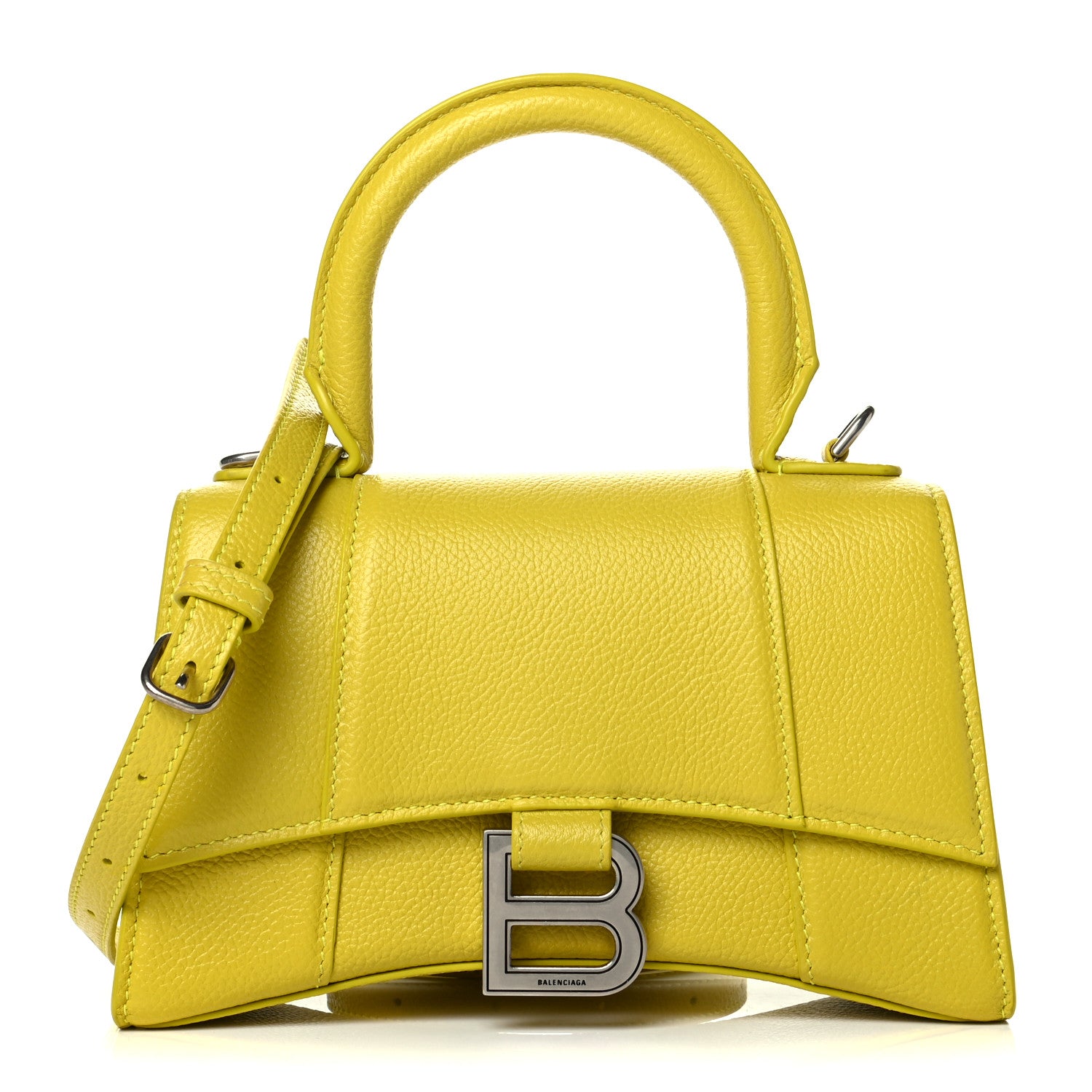 Balenciaga Grained Calfskin Hourglass Top Handle Bag XS Lime 1 of 7
