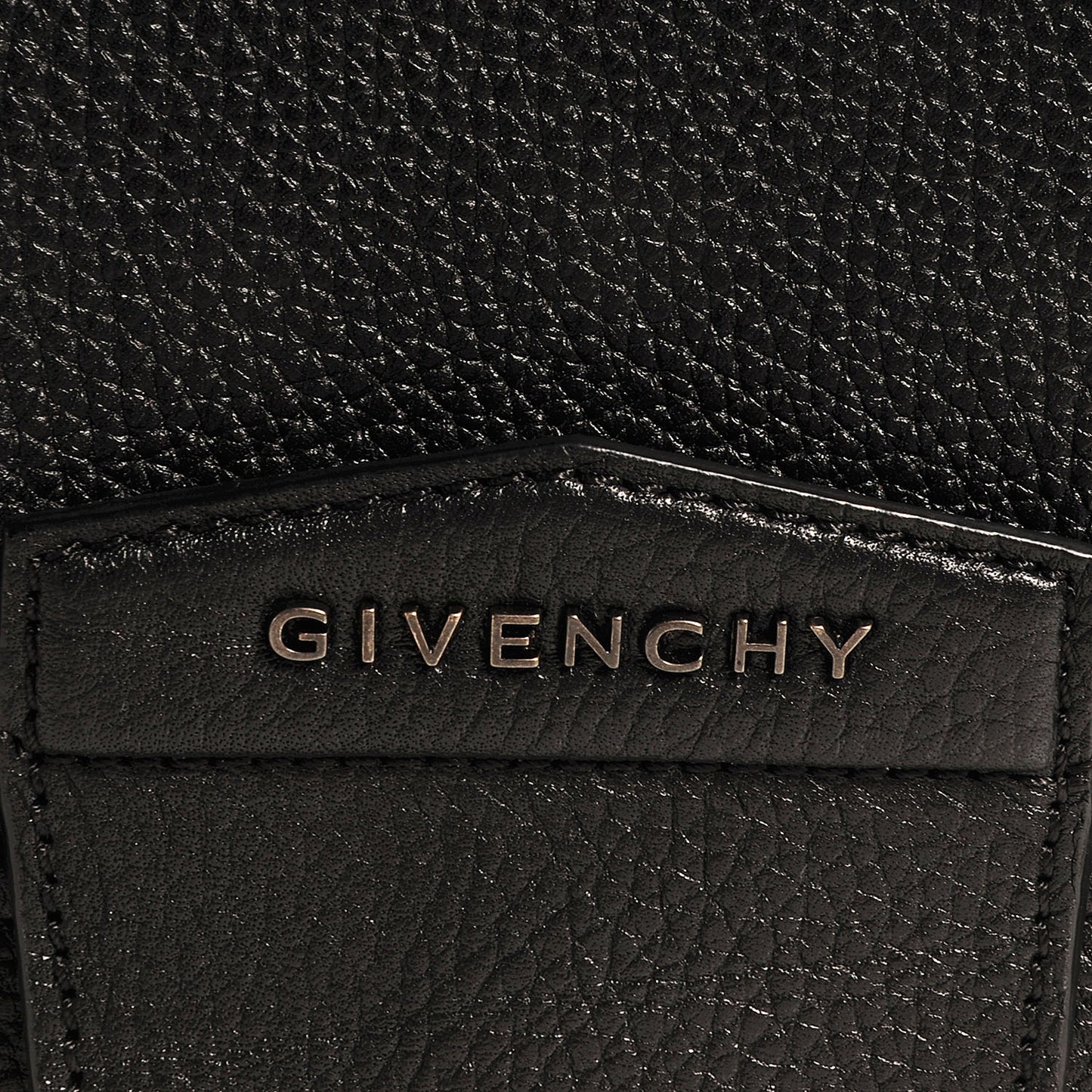 Grained Calfskin Small Antigona Envelope Clutch Black