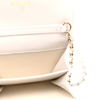 Chanel Caviar Quilted Flap Card Holder On Chain White 5 of 11