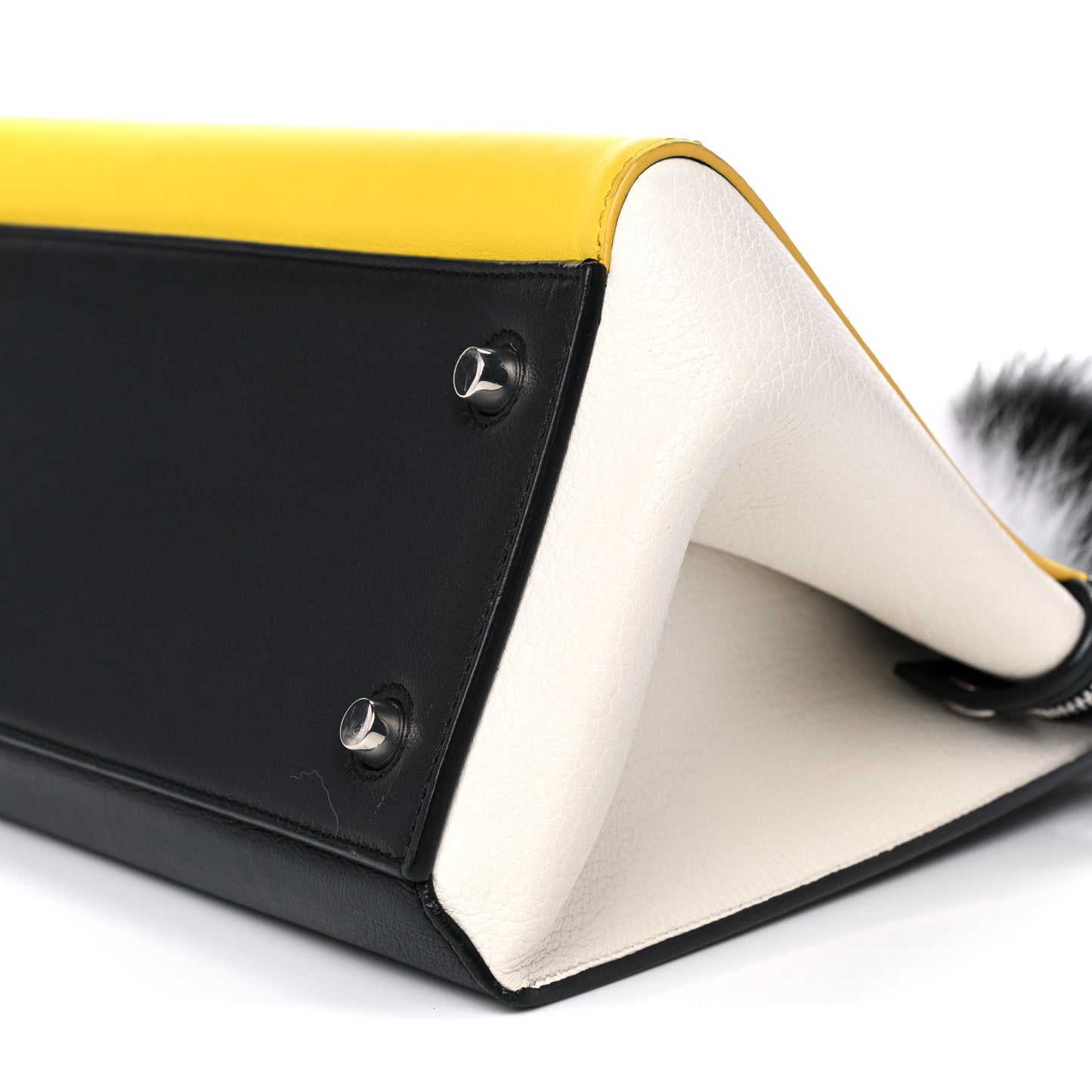 Smooth Calfskin Small Tri-Color Edge Shoulder Bag Yellow