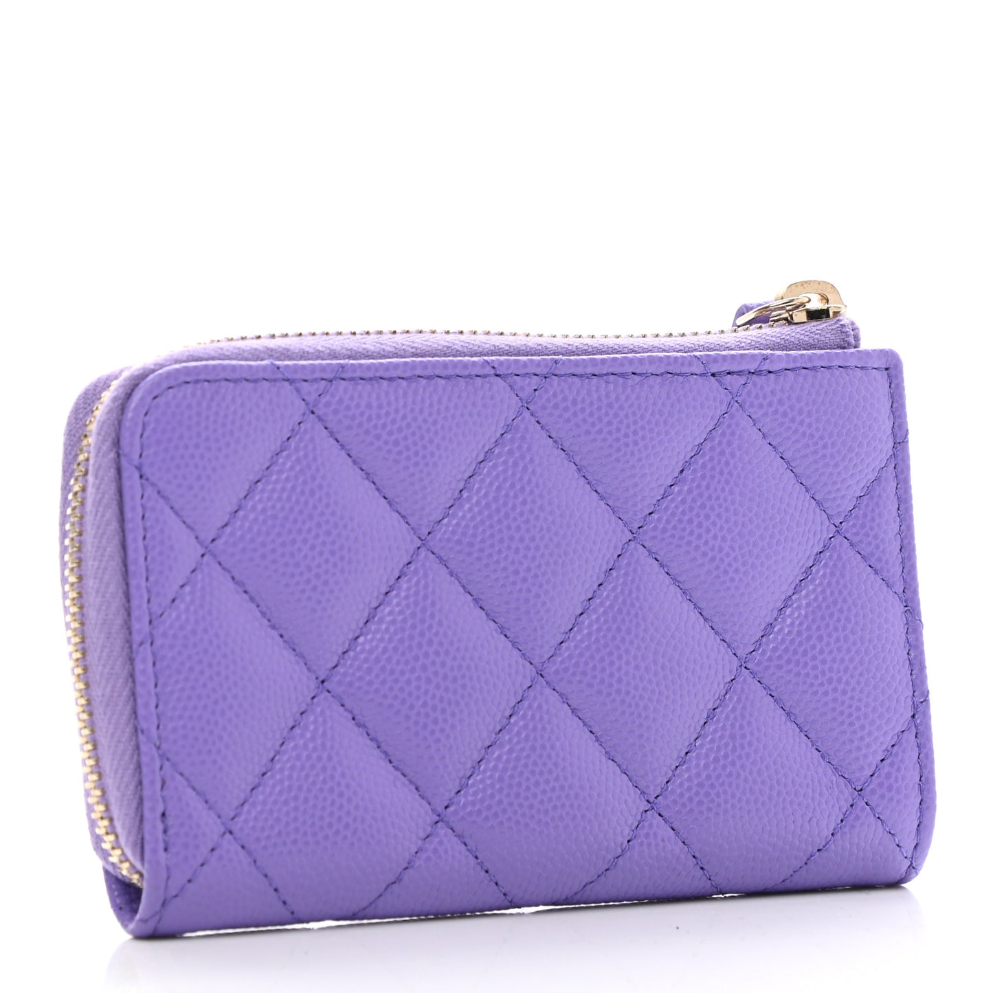 Caviar Quilted Zipped Key Holder Case Purple