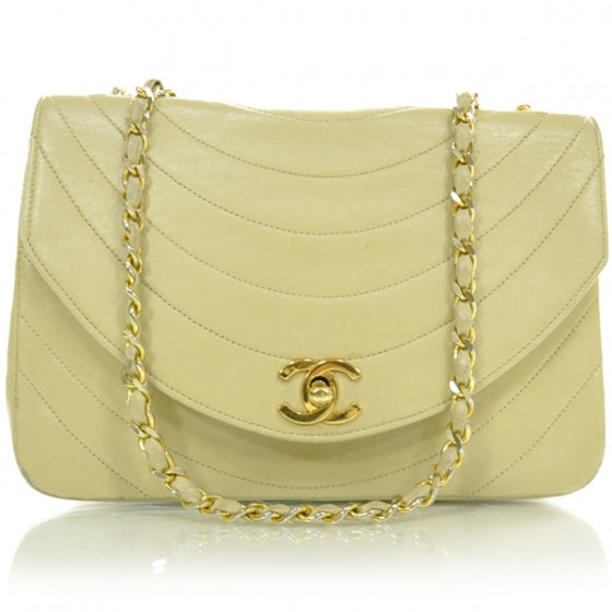 Chanel Lambskin Ribbon Stitched Flap Beige 1 of 12