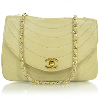 Chanel Lambskin Ribbon Stitched Flap Beige 1 of 12