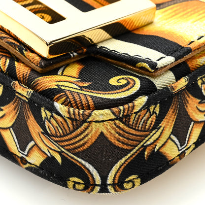 Fendi X VERSACE Silk Fendace FF Baroque Nano Brooch Baguette Charm Black Gold 8 of 8