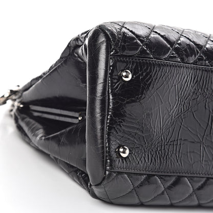 Chanel Glazed Calfskin Quilted Large Just Mademoiselle Bowling Bag Black 8 of 10