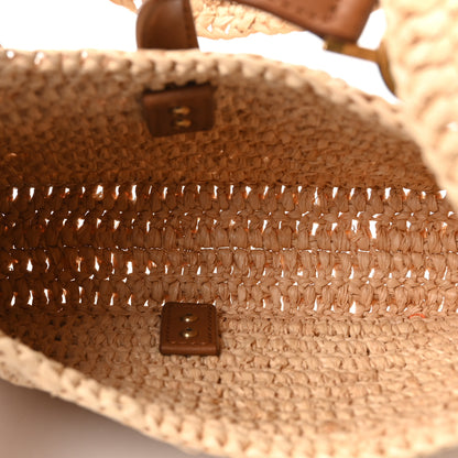Saint Laurent Raffia Calfskin Le 5 A 7 Mini Hobo Natural Brick Natural Brick 6 of 11