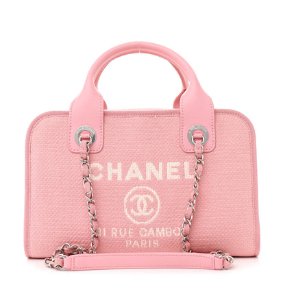 Chanel Canvas Deauville Small Bowling Bag Pink 1 of 10
