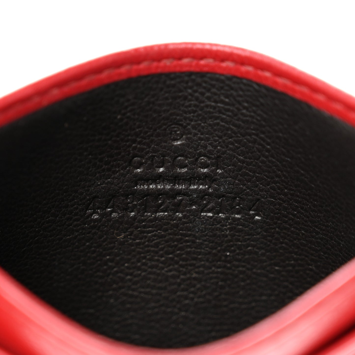 Calfskin Matelasse GG Marmont Card Holder Hibiscus Red
