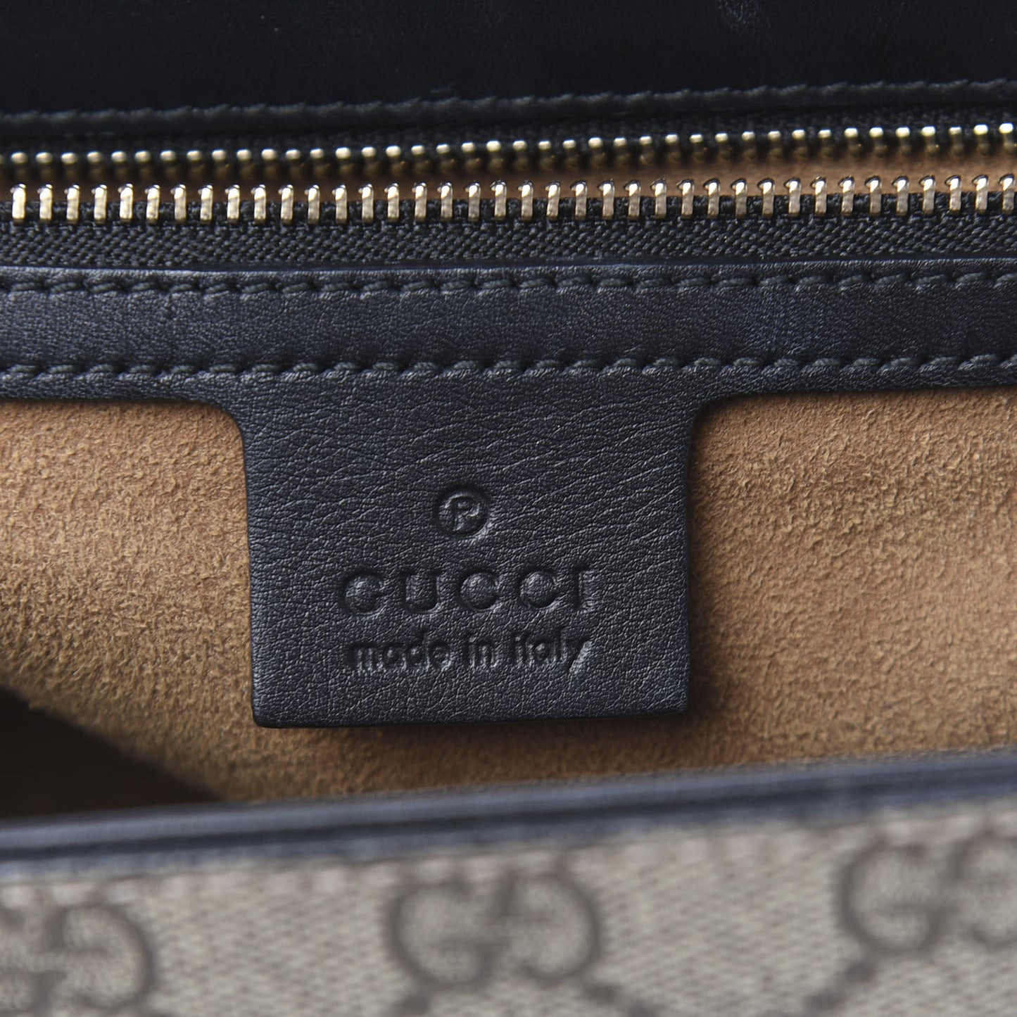 GG Supreme Monogram Calfskin Medium Padlock Shoulder Bag Beige Black Cuir