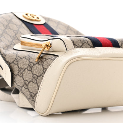 Gucci GG Supreme Monogram Textured Calfskin Web Small Ophidia Day Backpack Beige Ebony Mystic White 9 of 11