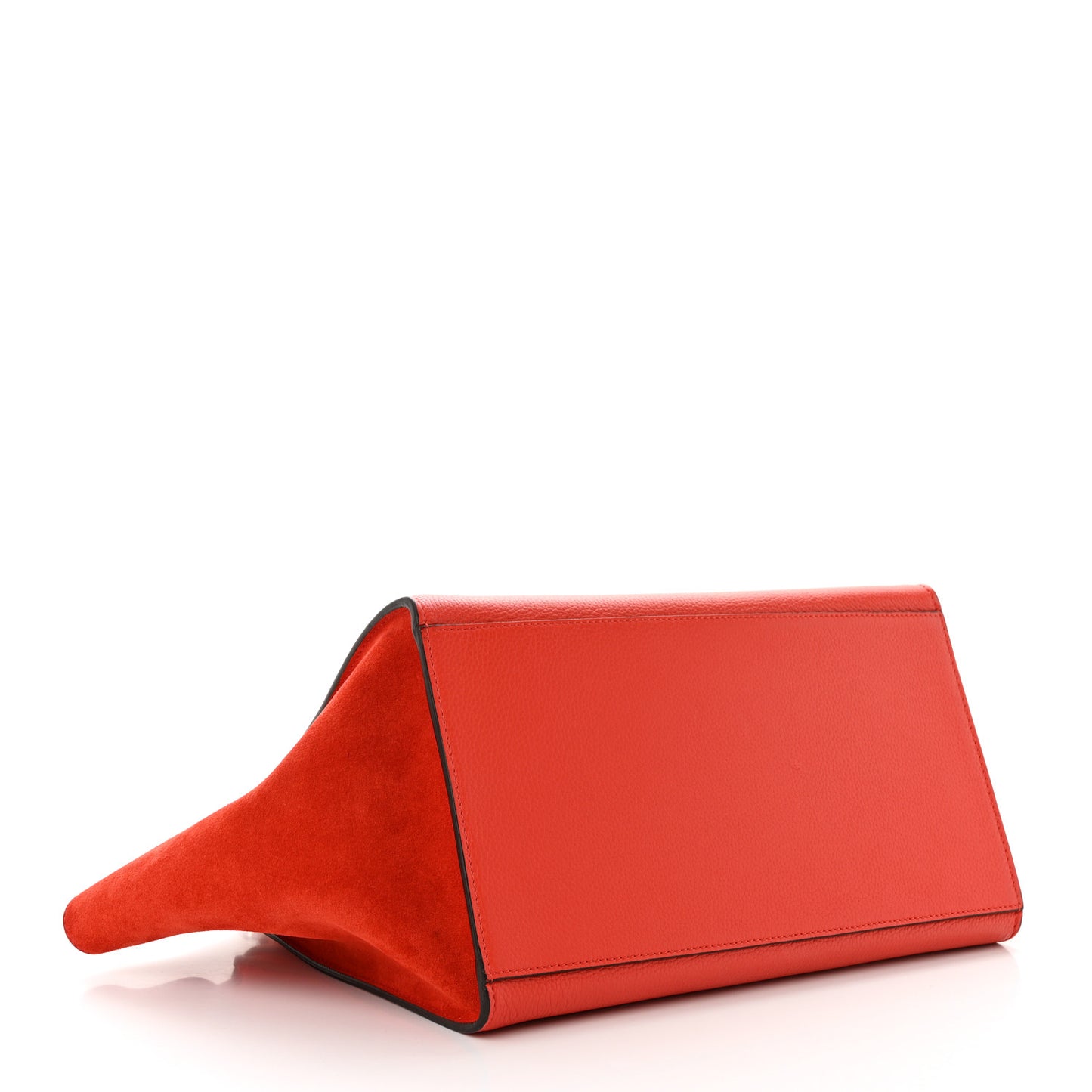 Drummed Calfskin Suede Medium Trapeze Vermillion