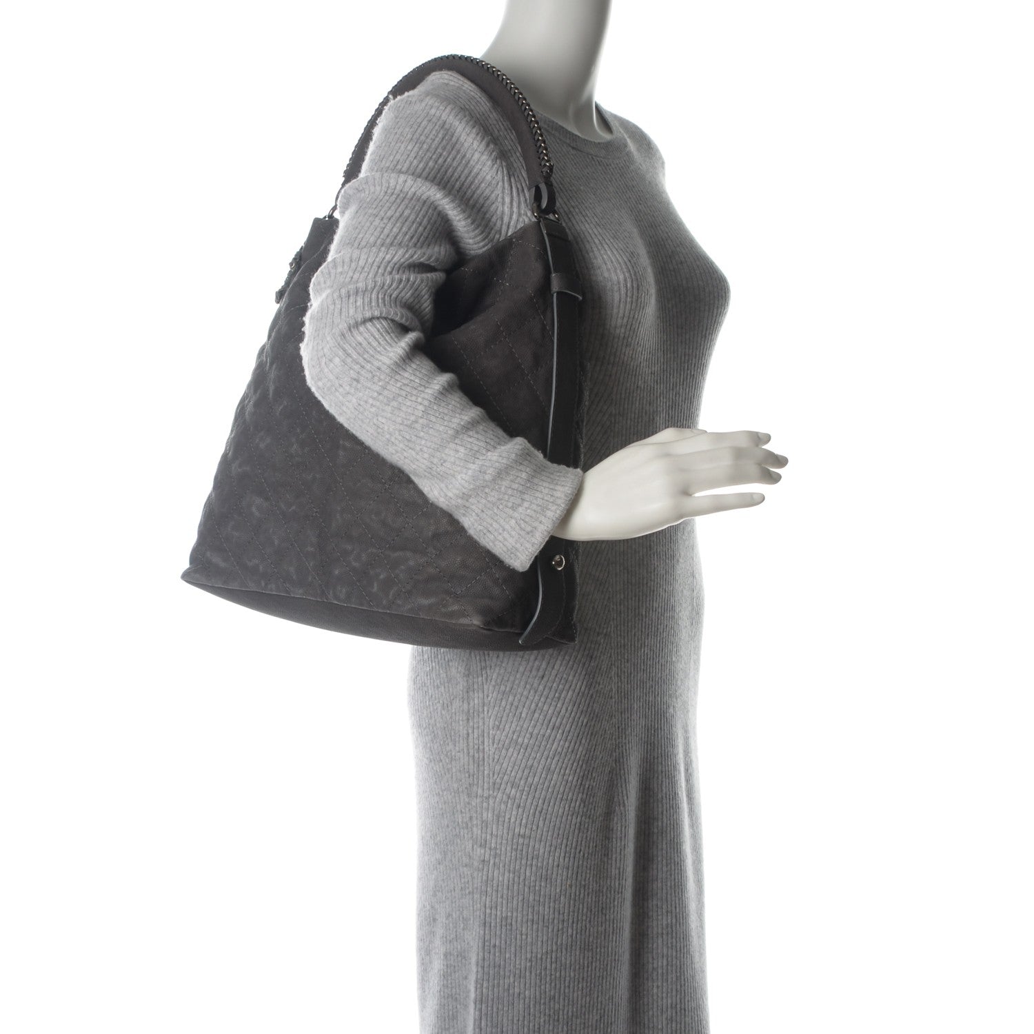 Chanel Iridescent Caviar Quilted Boy Handle Hobo Dark Grey 2 of 7
