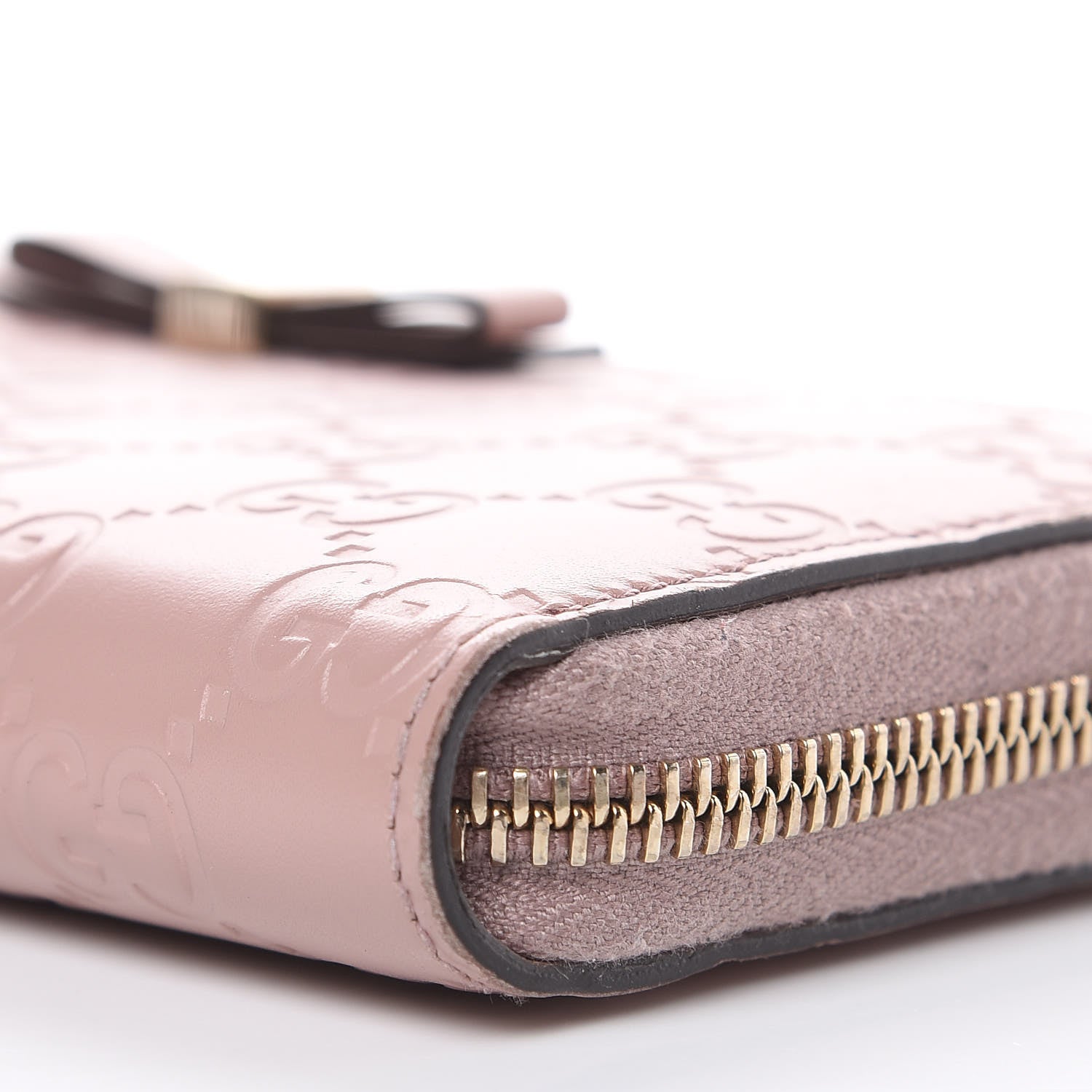 Gucci Guccissima Bow Zip Around Wallet Pink 9 of 13
