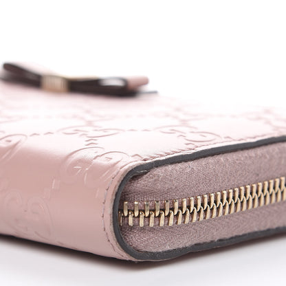 Gucci Guccissima Bow Zip Around Wallet Pink 9 of 13