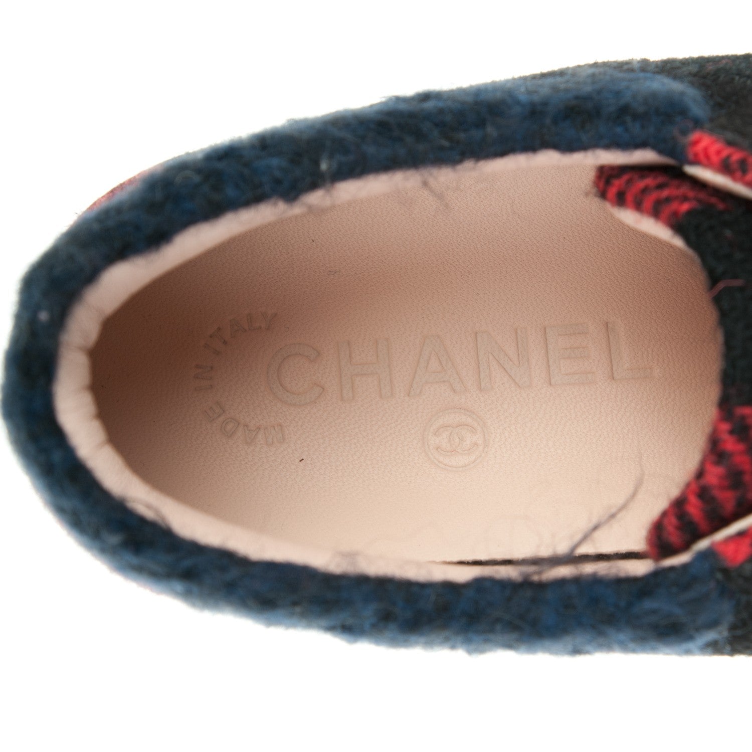 Chanel Tweed Suede Patent Calfskin Sneakers 36 Red Black Navy 7 of 8