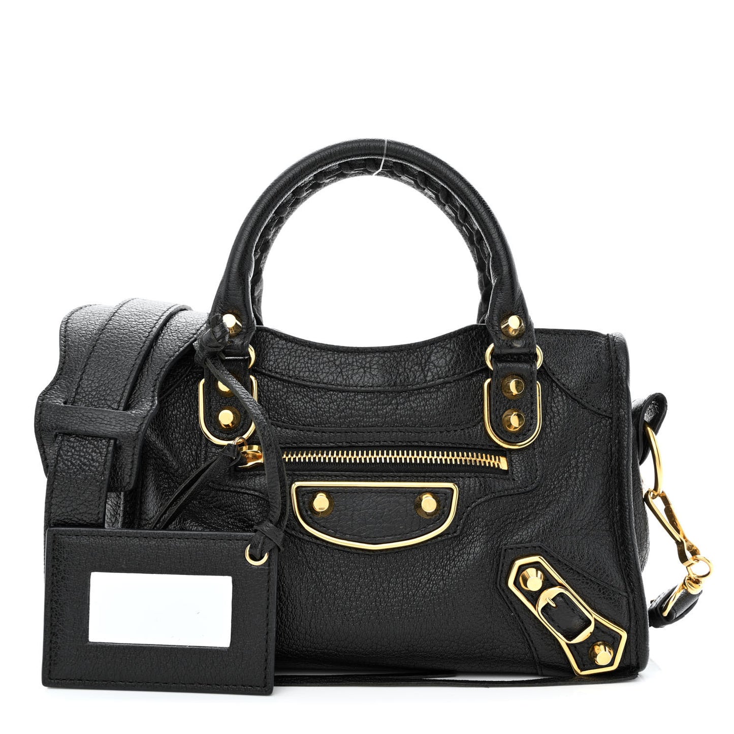 Chevre Gold Metallic Edge Hardware Mini City Black