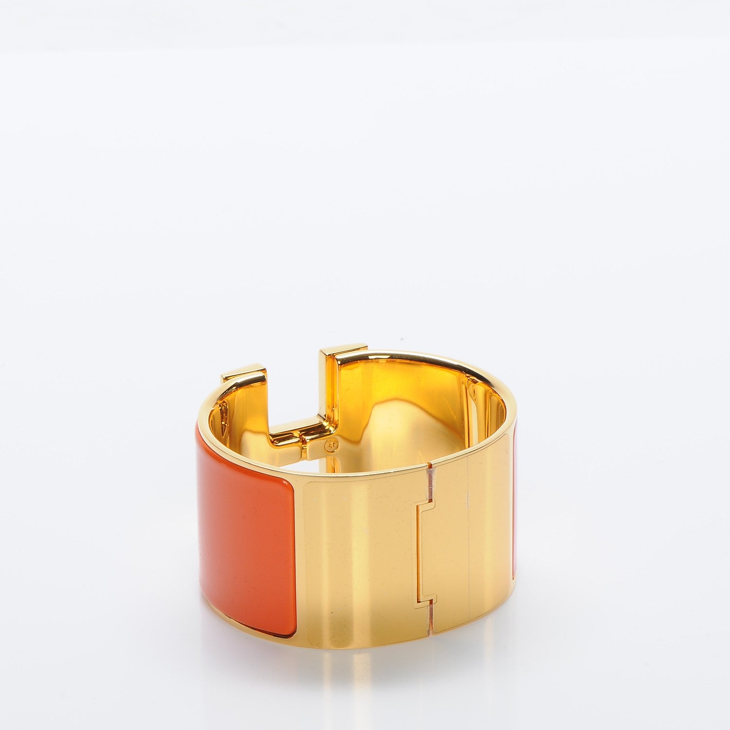 Hermes Enamel Extra Wide Clic Clac H Bracelet PM Orange 3 of 4