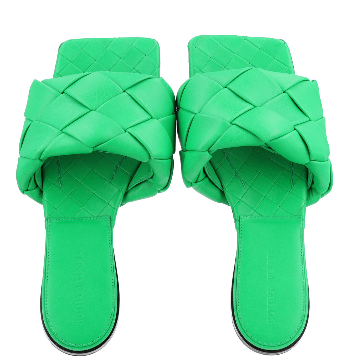 Nappa Maxi Intrecciato Lido Flat Sandals 38 Grass