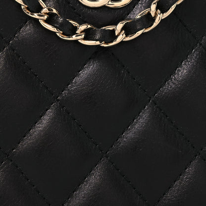 Chanel Calfskin Quilted Pearl Round Clutch With Chain Black 8 of 10