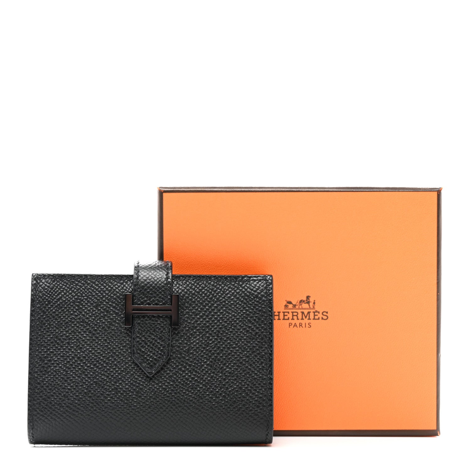 Hermes Epsom Monochrome Bearn Card Holder Wallet Black 8 of 8