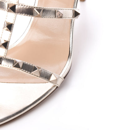 Valentino Garavani Metallic Nappa Rockstud Gladiator 70mm Sandals 38.5 Silver 9 of 11