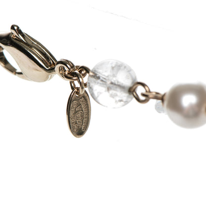 Chanel Pearl Crystal CC Beaded Lucky Charms Long Necklace Silver 6 of 6