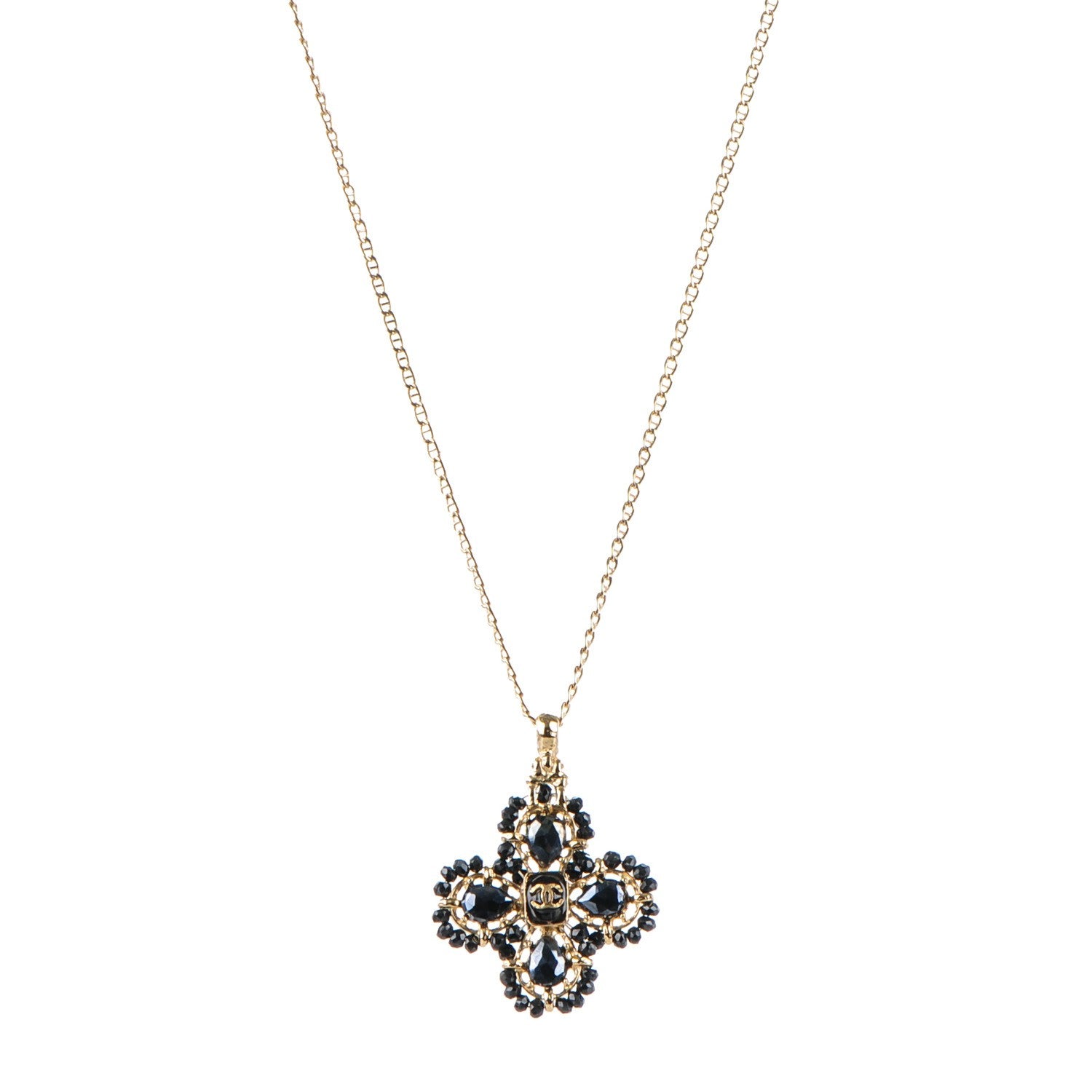 Chanel Bead CC Necklace Gold Black 1 of 4