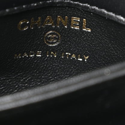 Chanel Crumpled Patent Lambskin Quilted Tassel Clutch With Chain Black 6 of 12